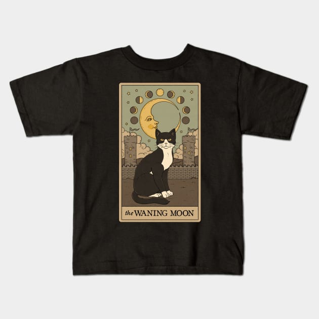 The Waning Moon Cat Kids T-Shirt by thiagocorrea